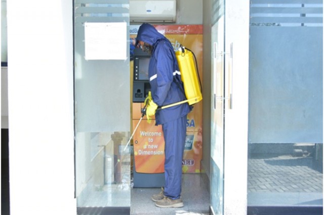 Disinfecting Bank ATM Phase 2 - Closed Localities / Small Spaces – with Hand Pump Spray